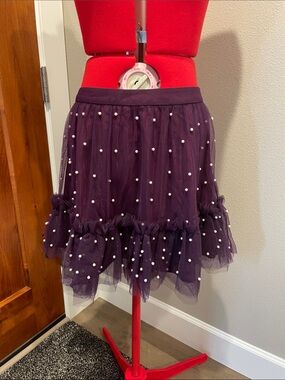 ASOS Purple Tulle Mini Skirt with Pearl Details